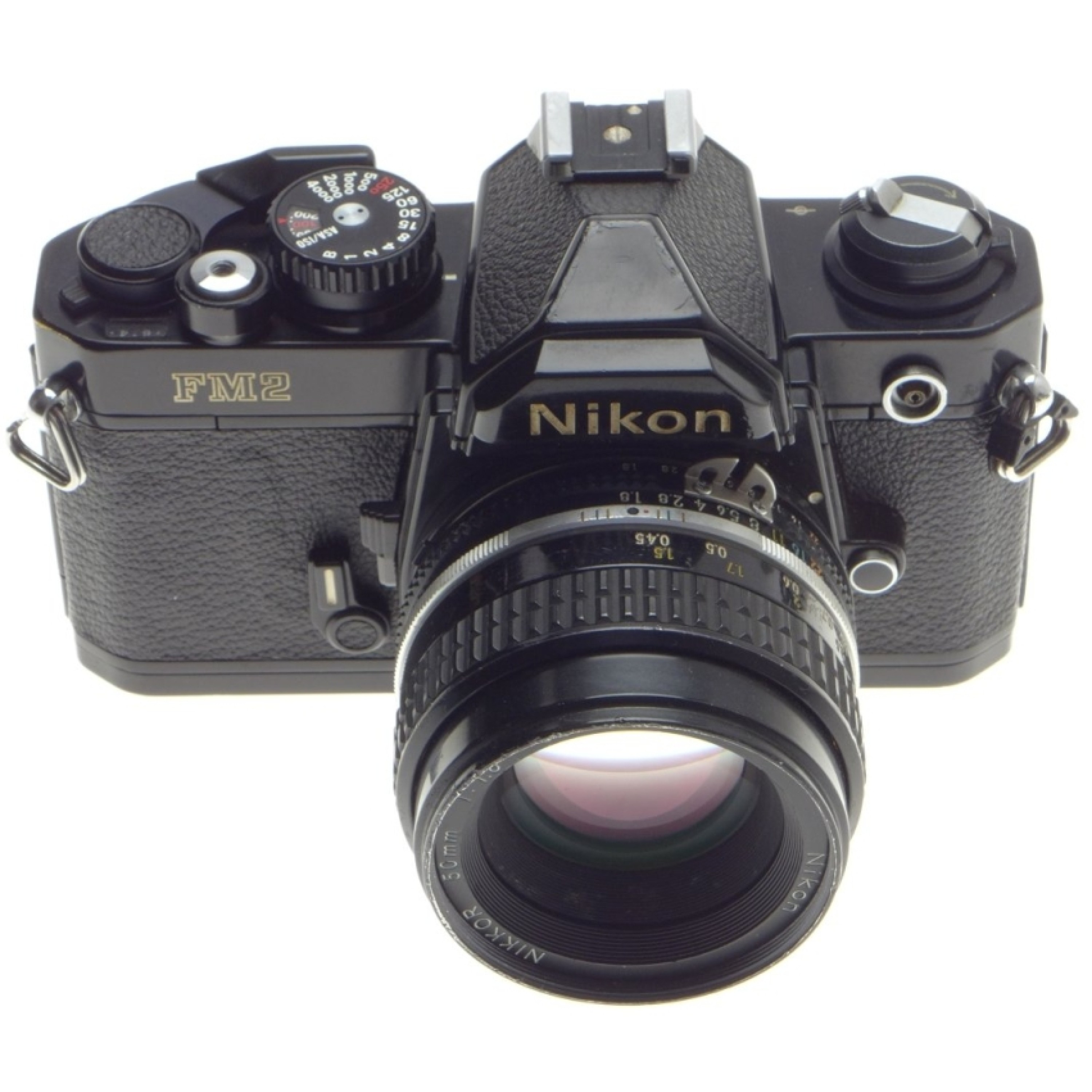 Nikon fm2 black paint slr 35mm film camera body nikkor 50mm 1:1.8 lens